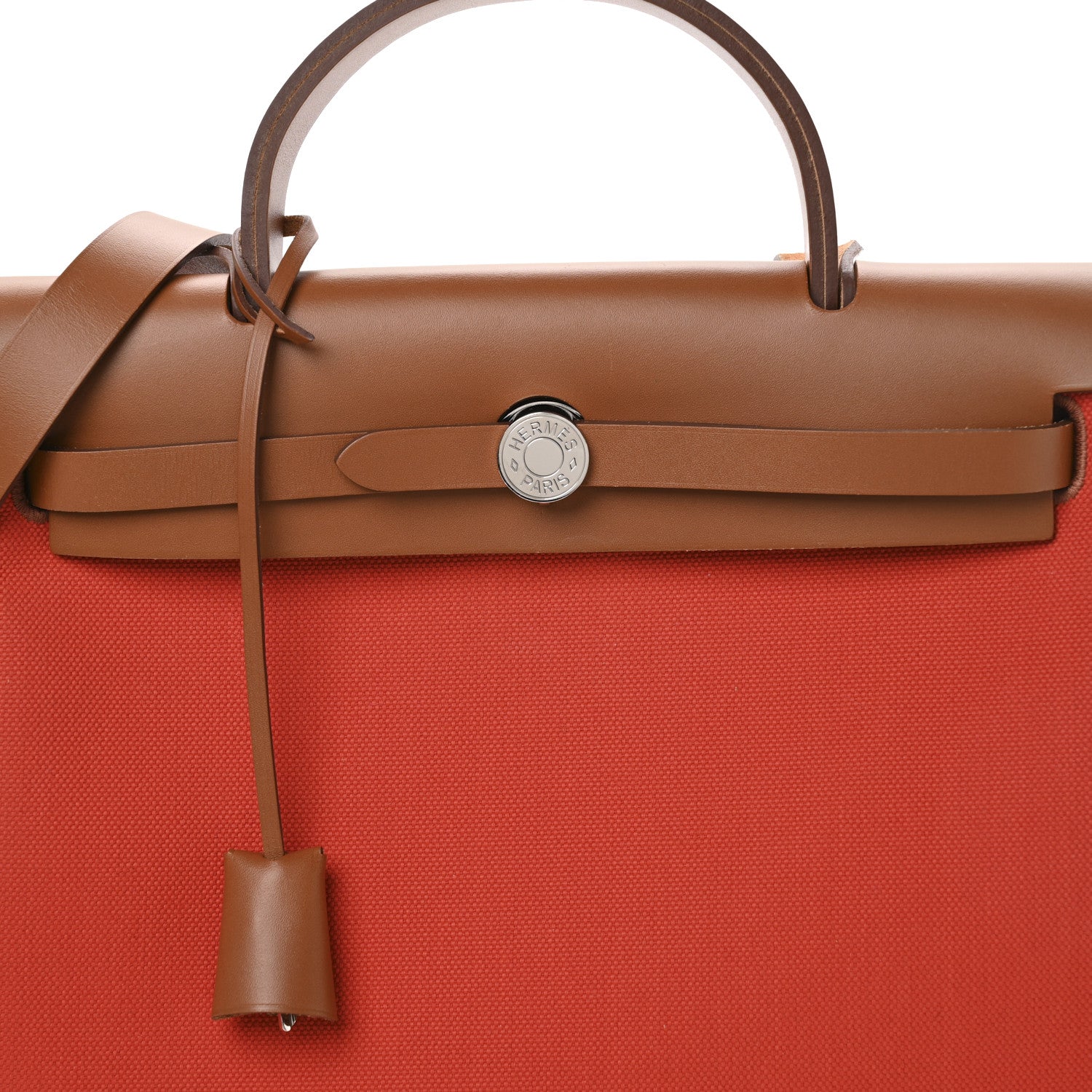 Hermes Vache Hunter Toile Herbag Zip Retourne 31 PM Orange Mecano Fauve 9 of 12