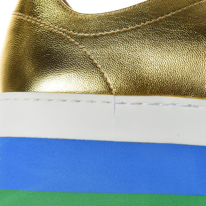 Gucci Metallic Nappa Sylvie Web Peggy Platform Sneakers 35.5 Oro Vecchio 8 of 11