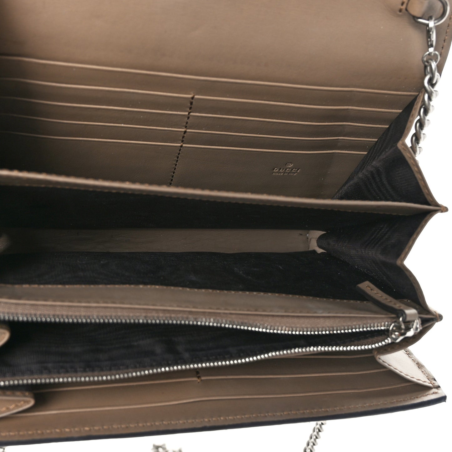 GG Supreme Monogram Mini Dionysus Chain Wallet Beige Taupe