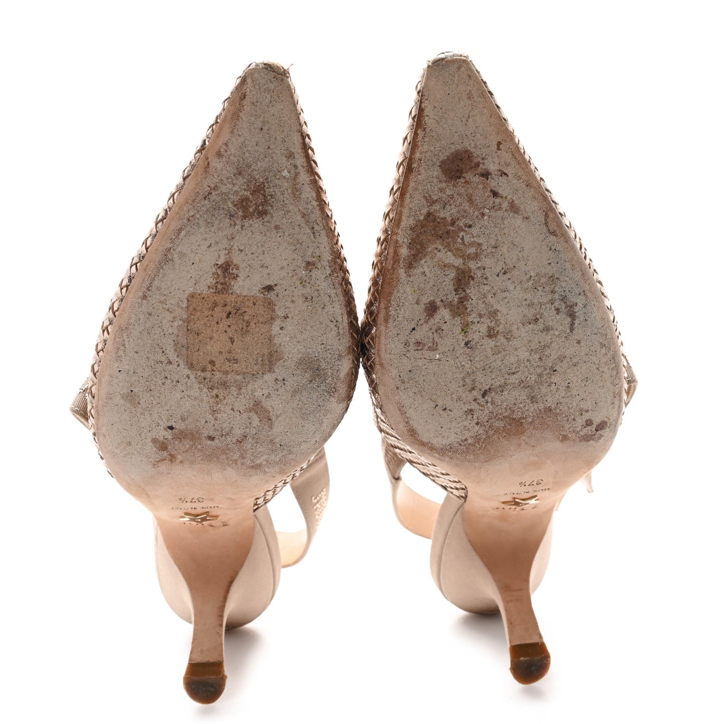 Laminated Calfskin Ribbon Crystal Woven J'Adior Slingback 65mm Pumps 37.5 Copper