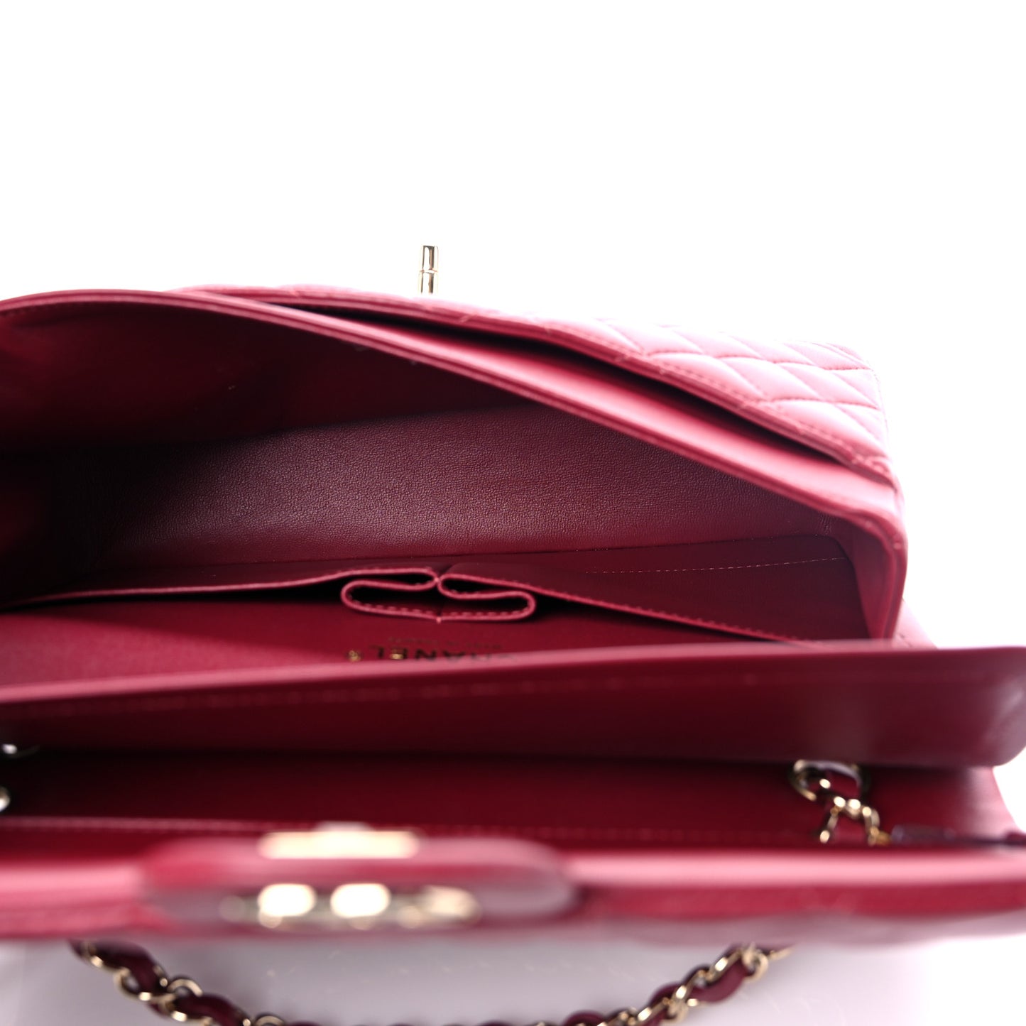 Lambskin Quilted Medium Double Flap Burgundy