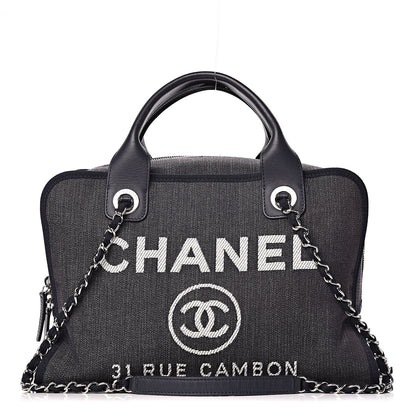 Chanel Denim Deauville Bowling Bag Dark Blue 1 of 9
