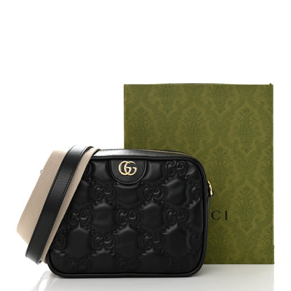 Gucci Calfskin GG Matelasse Shoulder Bag Black Natural 17 of 17