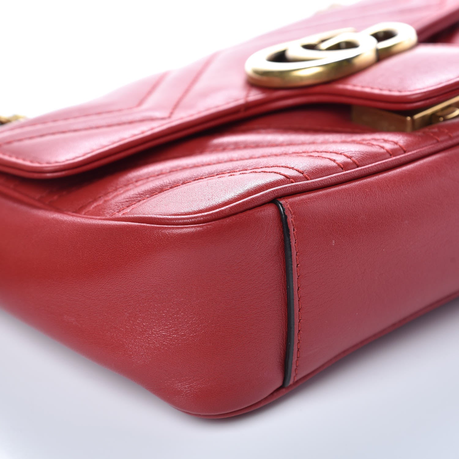 Gucci Calfskin Matelasse Mini GG Marmont Shoulder Bag Hibiscus Red 10 of 14