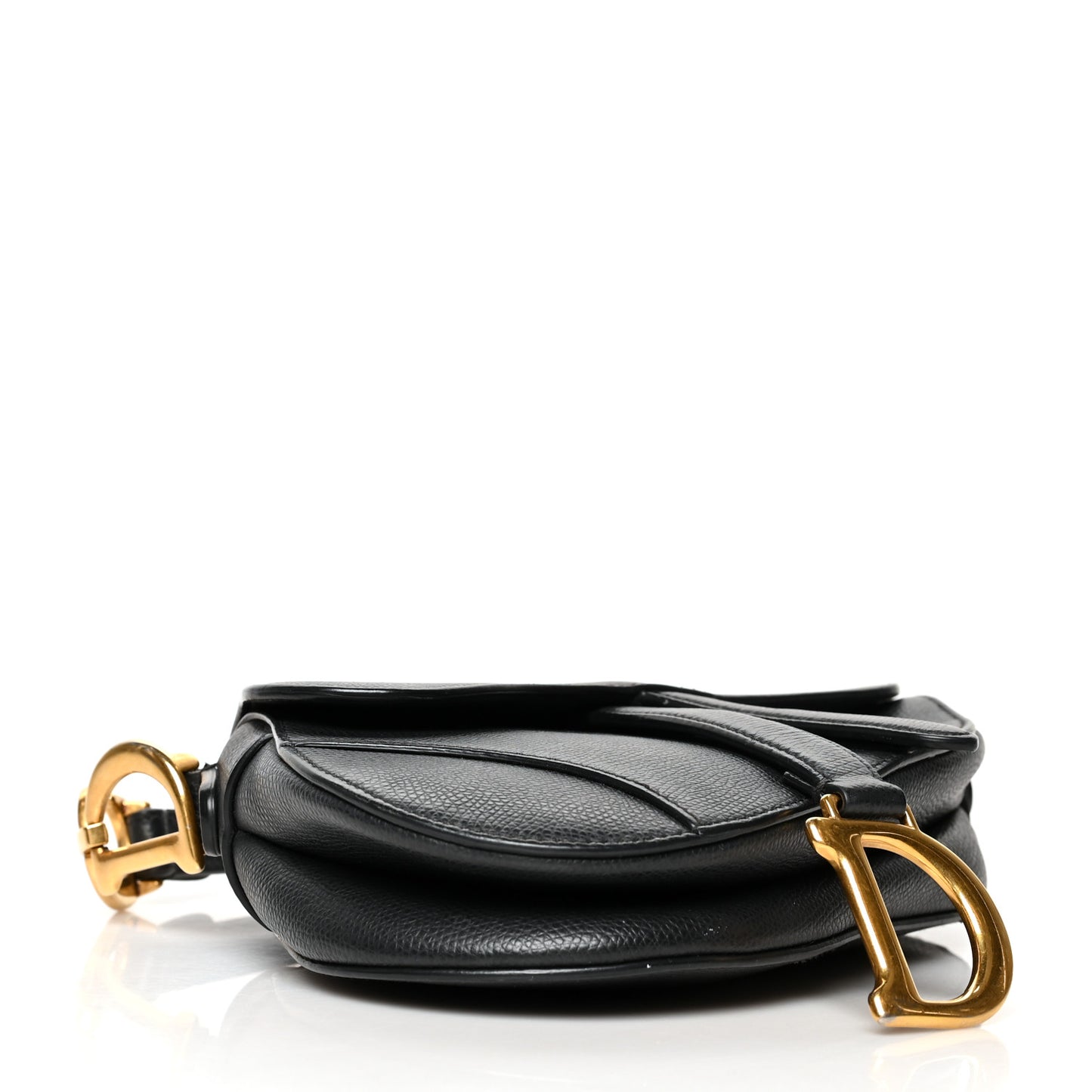 Grained Calfskin Mini Saddle Bag Black