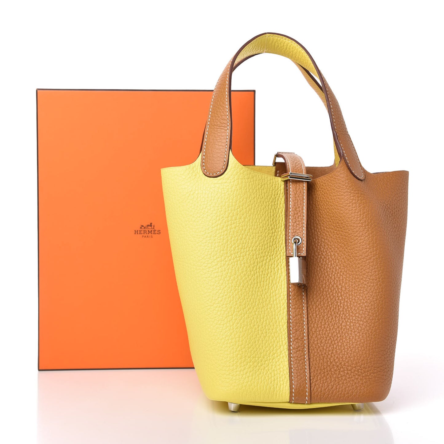 Taurillon Clemence Casaque Picotin Lock 18 PM Lime Sesame