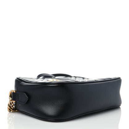 Gucci Calfskin Matelasse Small GG Marmont Chain Shoulder Bag Black 4 of 11