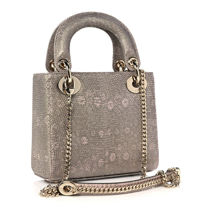 Christian Dior Metallic Lizard Mini Lady Dior Natural 3 of 12