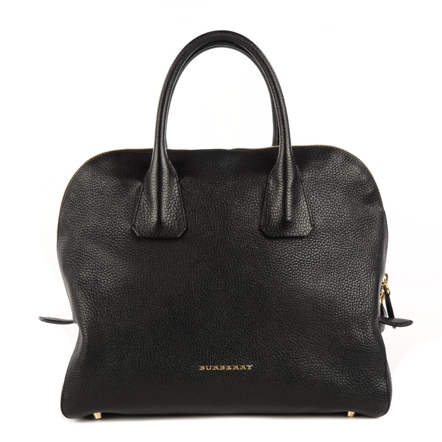 London Grainy Calfskin Medium Greenwood Bowling Bag Black