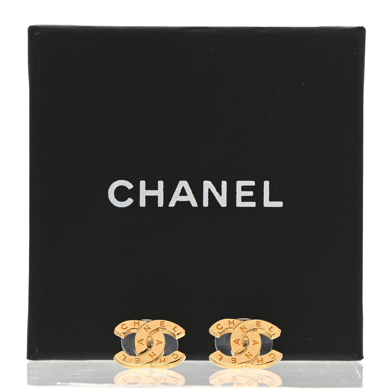 Chanel Metal CC Paris Button Stud Earrings Gold 5 of 5