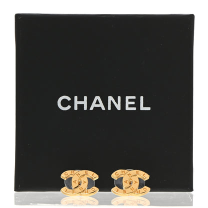 Chanel Metal CC Paris Button Stud Earrings Gold 5 of 5