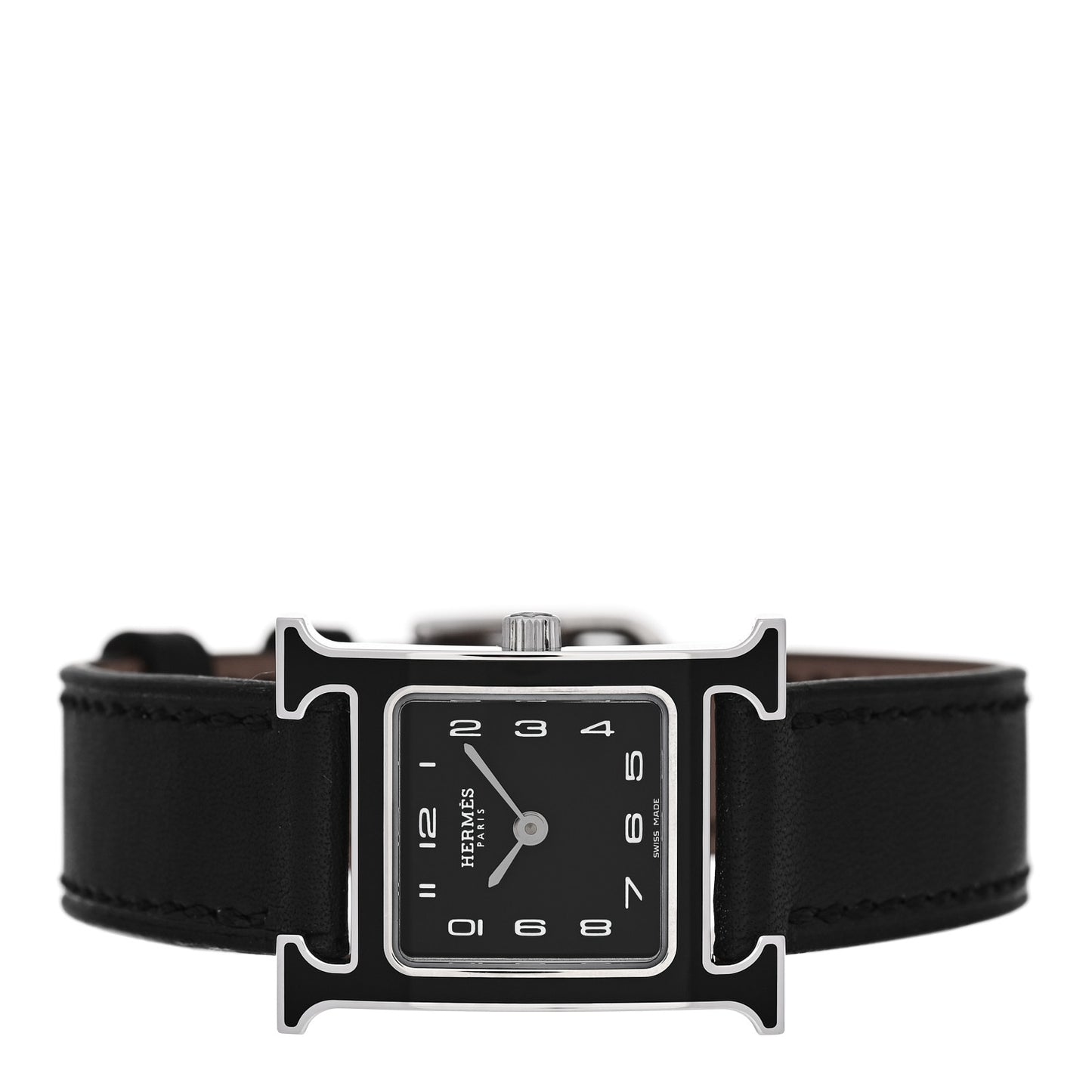 Stainless Steel Barenia Lacquer 21mm Heure H Hour Quartz Watch Noir