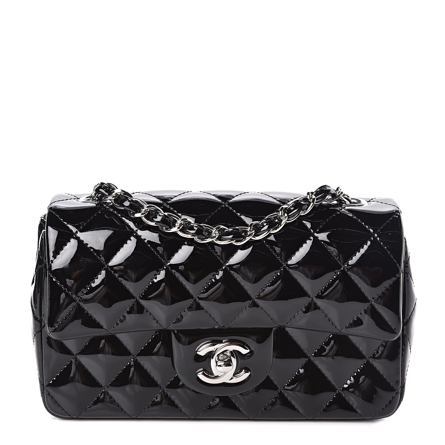 Chanel Patent Calfskin Quilted Mini Rectangular Flap Black 1 of 11
