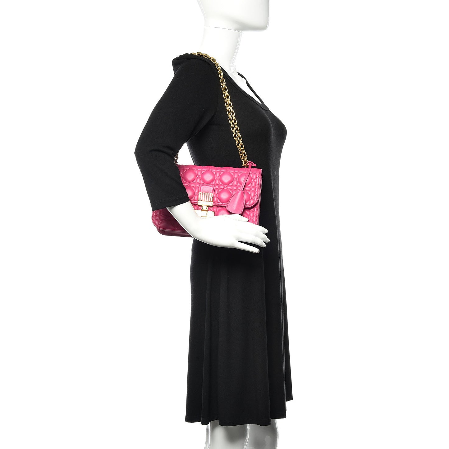 Lambskin Cannage Large Dioraddict Flap Fuchsia