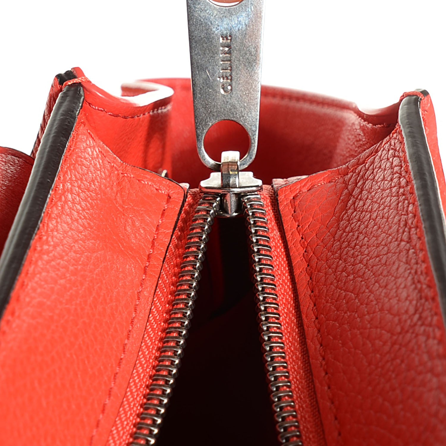 Celine Drummed Calfskin Suede Medium Trapeze Vermillion 7 of 8