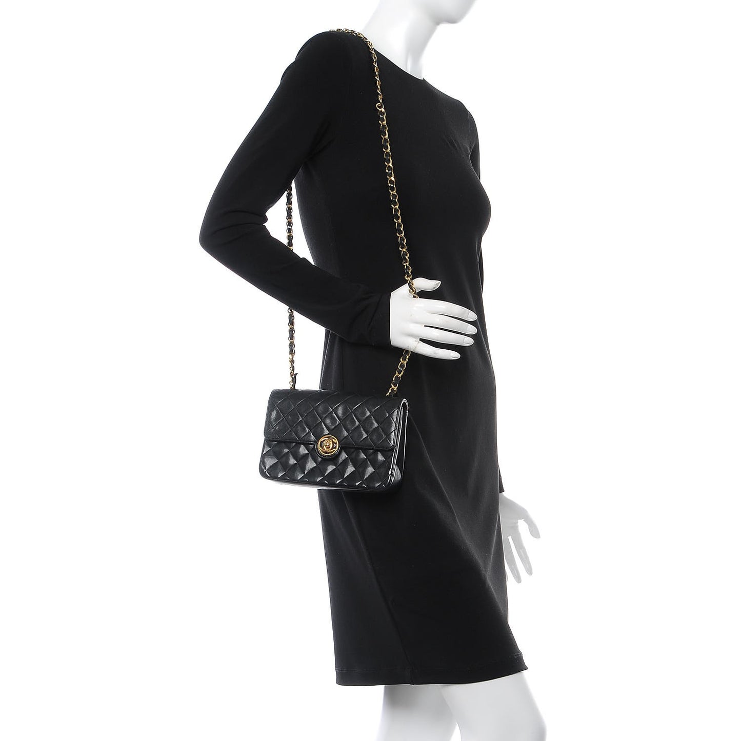 Lambskin Quilted Mini Rectangular Flap Bag Black