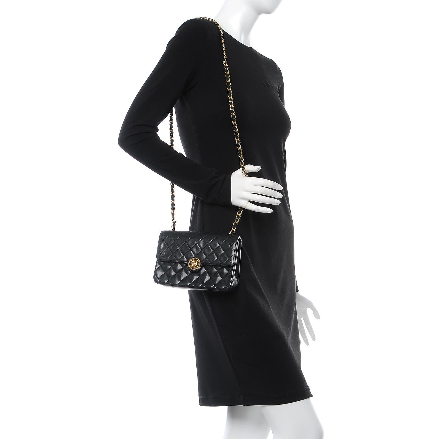 Chanel Lambskin Quilted Mini Rectangular Flap Bag Black 2 of 8