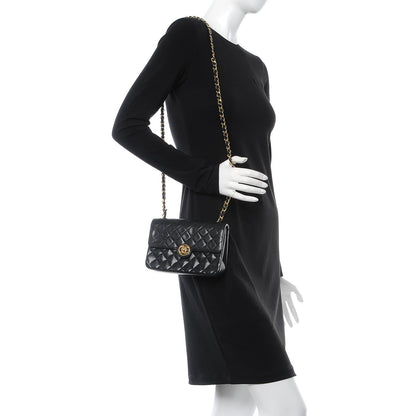Chanel Lambskin Quilted Mini Rectangular Flap Bag Black 2 of 8