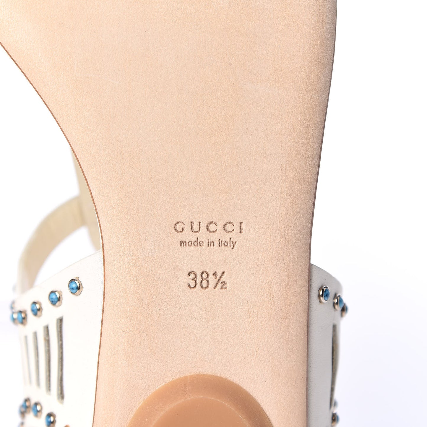 Calfskin Jeweled Thong Sandals 38.5 Off White