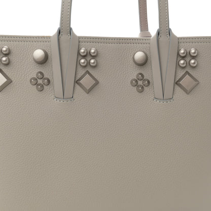 Christian Louboutin Calfskin Spikes Small East West Cabata Tote Light Grey 10 of 12