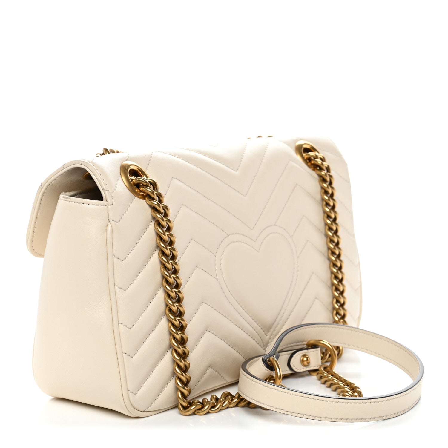 Gucci Calfskin Matelasse Small GG Marmont Shoulder Bag White 3 of 11