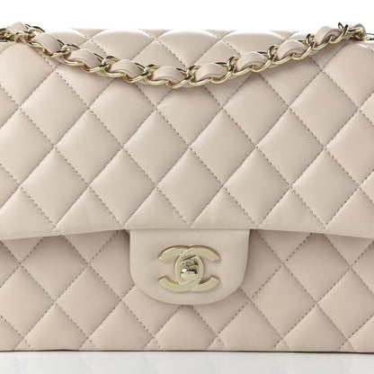 Chanel Lambskin Quilted Medium Double Flap Beige 10 of 11