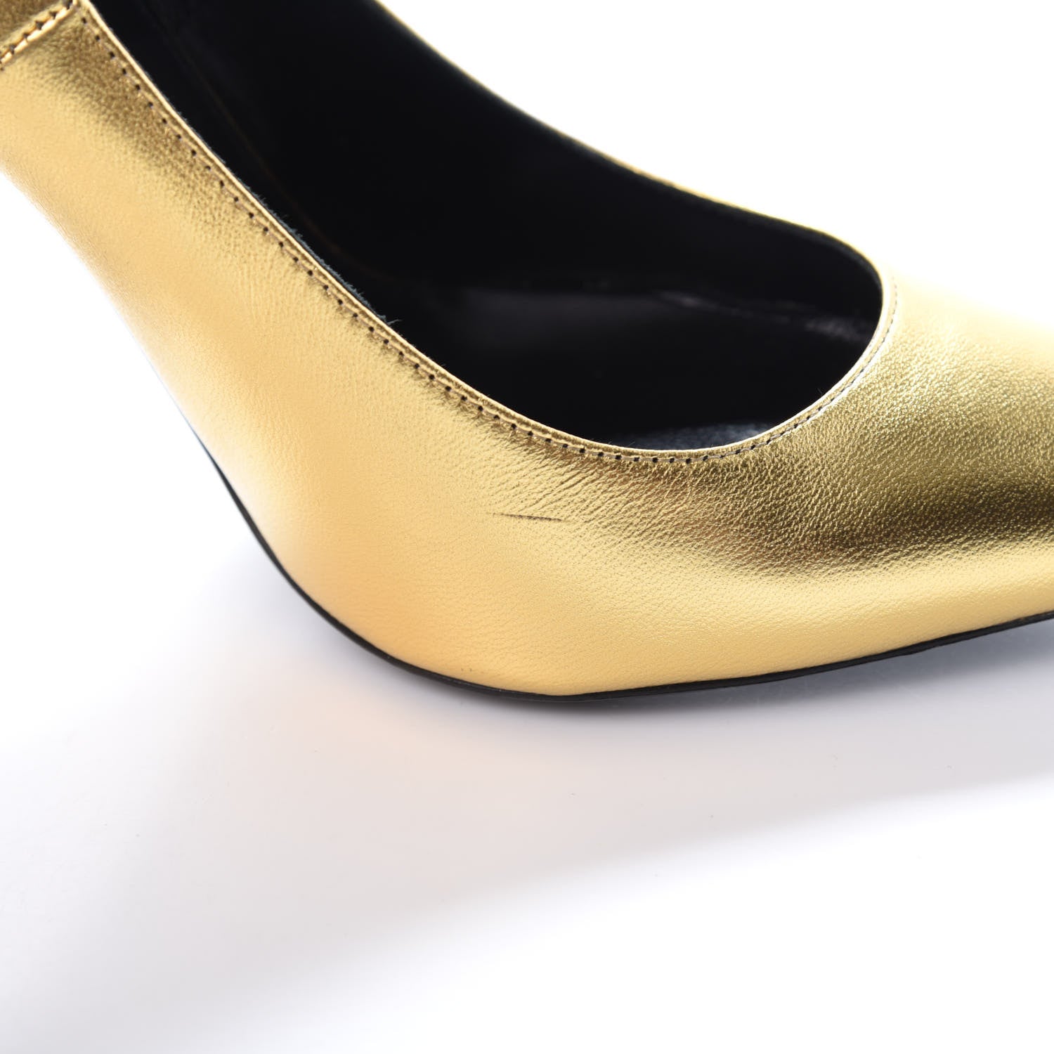 Saint Laurent Calfskin Opyum 100 Pumps 37.5 Gold 8 of 12