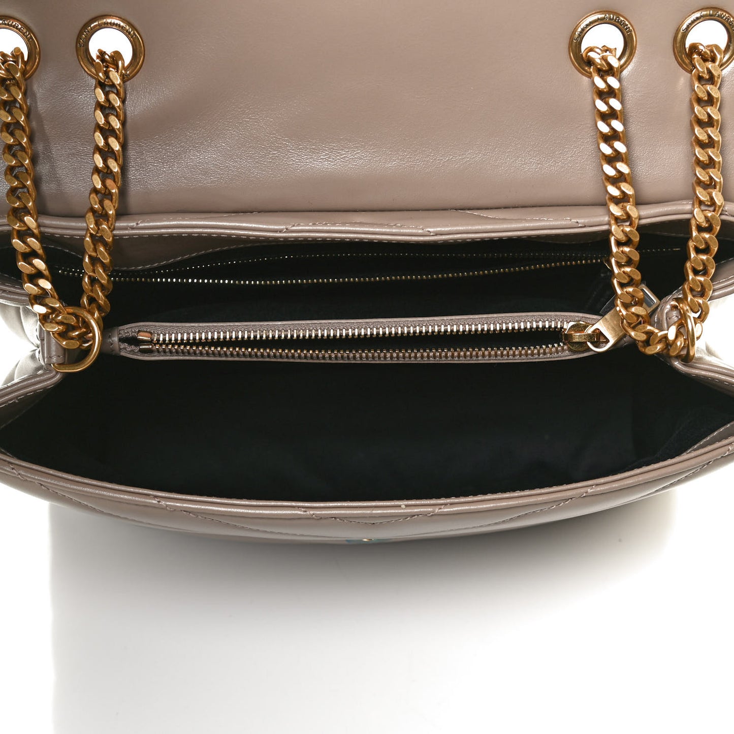 Calfskin Y Quilted Monogram Medium Loulou Chain Satchel Taupe