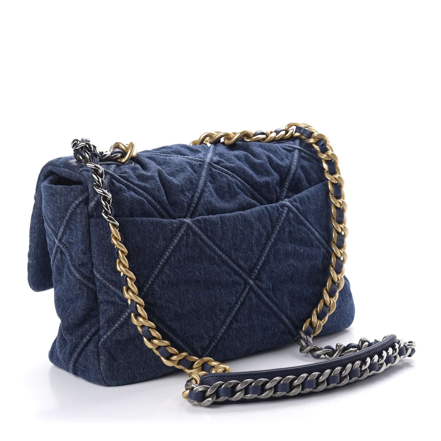 Chanel Denim Quilted Large Chanel 19 Flap Blue 3 of 10