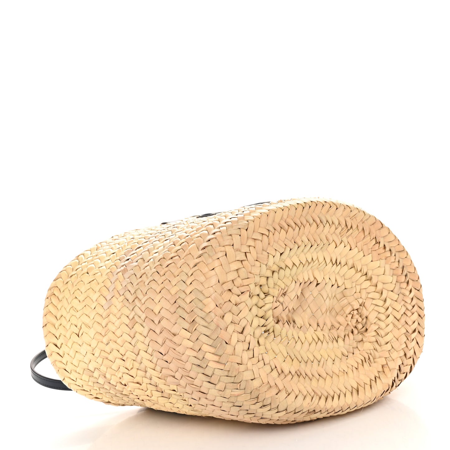 Raffia Calfskin Triomphe Medium Panier Navy Blue