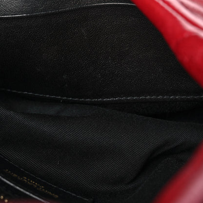 Saint Laurent Lambskin Quilted Toy Loulou Puffer Monogram Chain Satchel Red 11 of 14