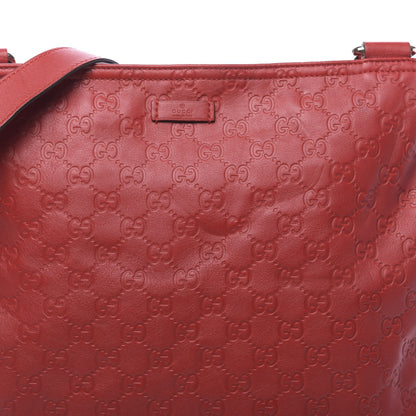 Gucci Guccissima Medium Flat Messenger Bag Red 9 of 14