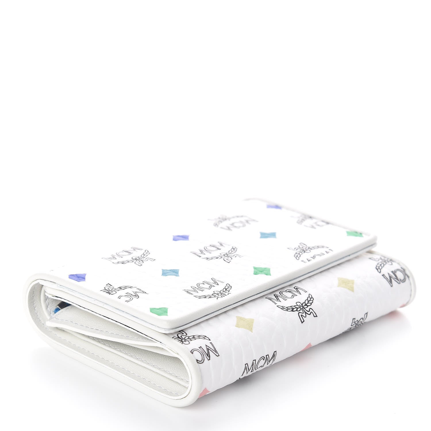 MCM Skyoptic Visetos Tri-Fold Wallet Spectrum Diamond White 4 of 7