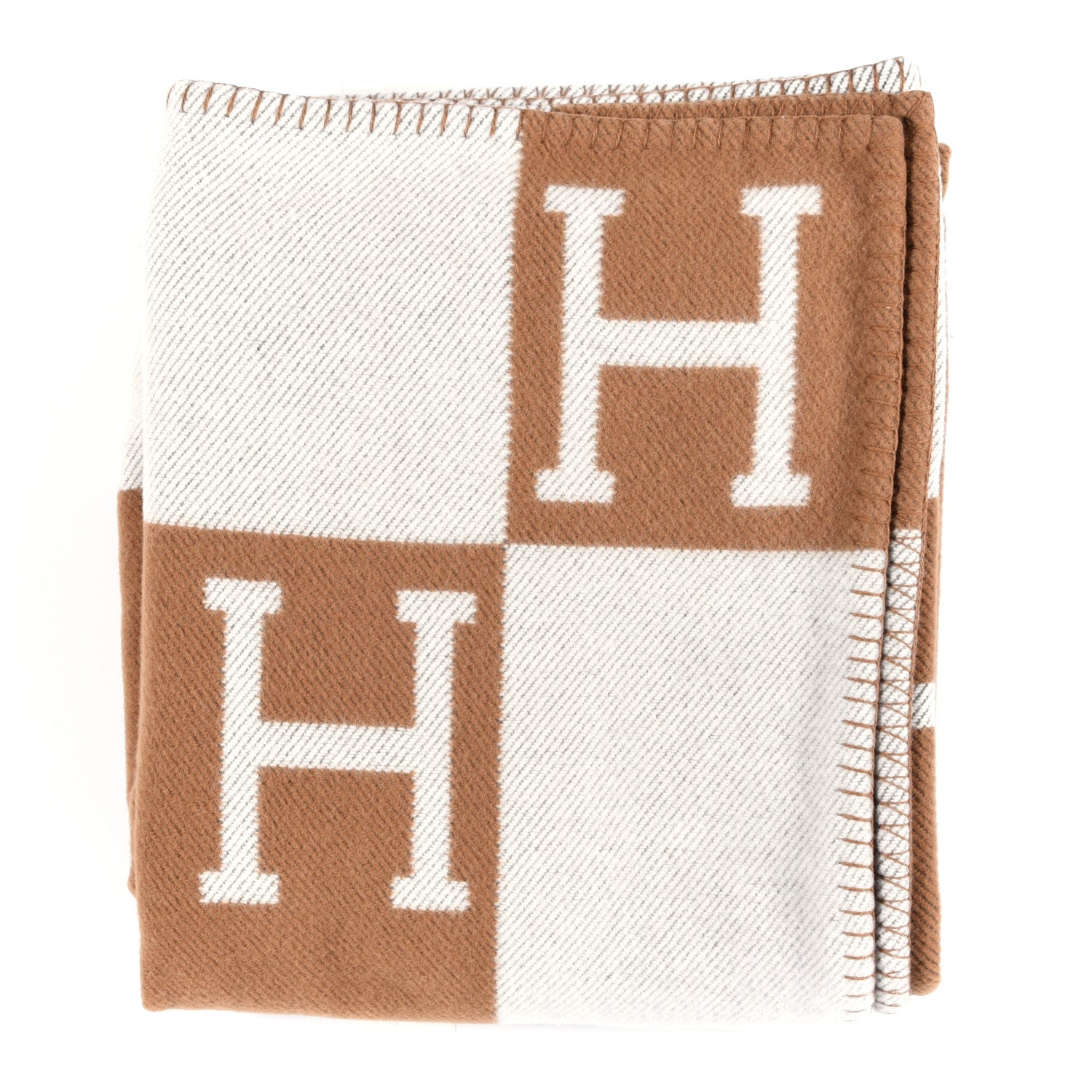 Hermes Wool Cashmere Avalon Blanket Ecru Camel 1 of 3
