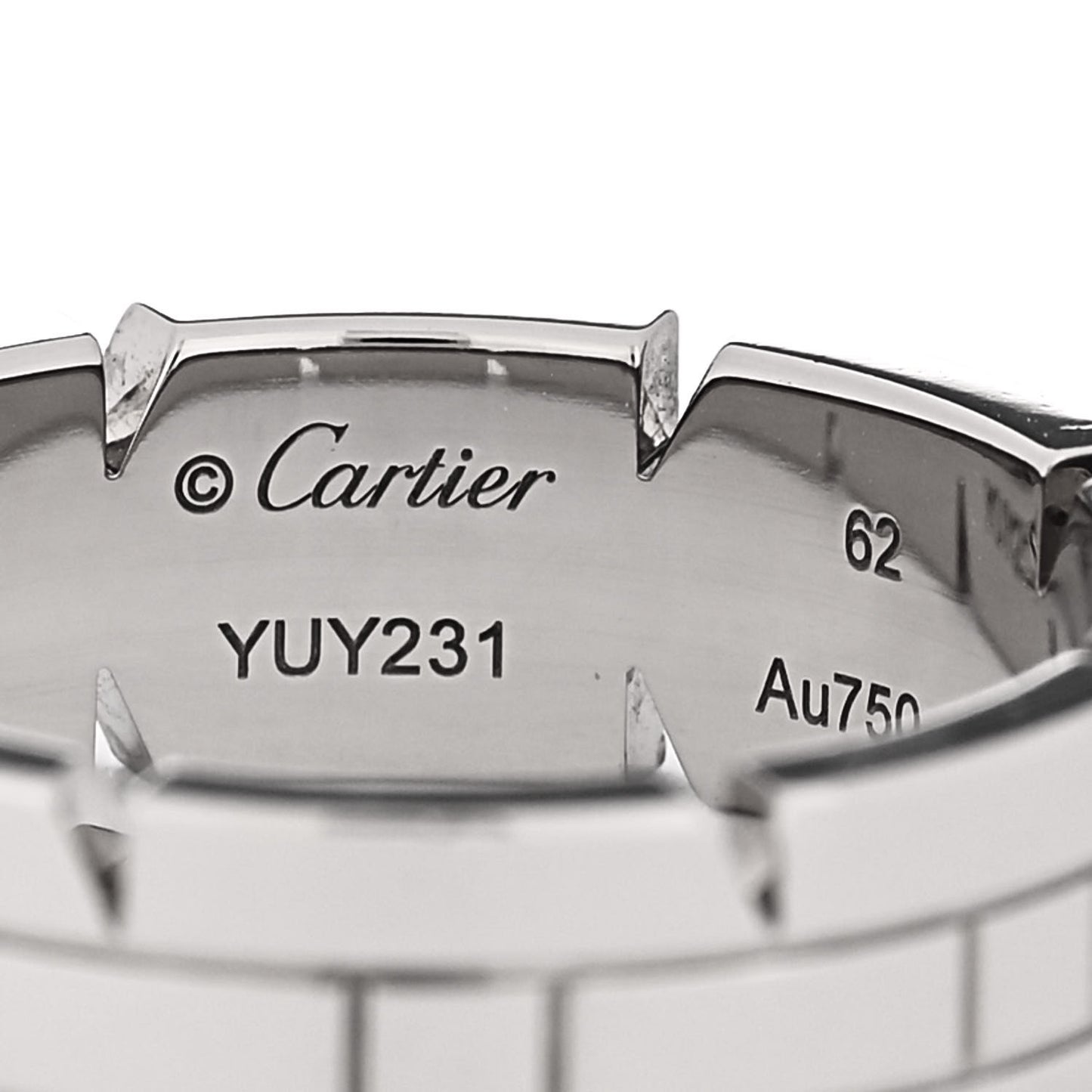18K White Gold 7mm Tank Francaise Band Ring 62 10