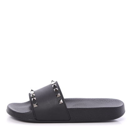 Valentino Garavani Rubber Rockstud Slide Sandals 36 Black 1 of 7
