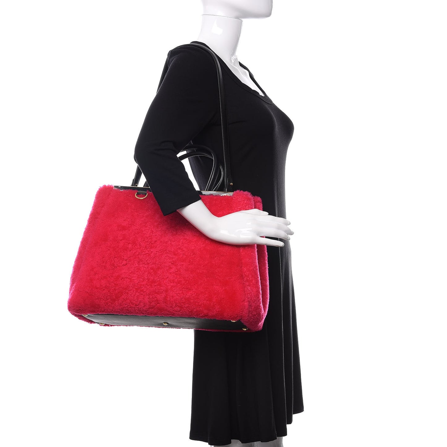 Shearling Nappa Regular 2Jours Shopper Tote Fuxia Black