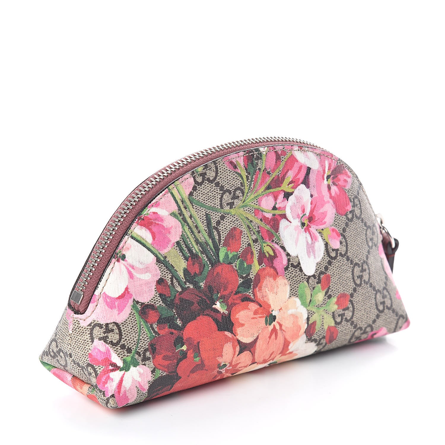 Gucci GG Supreme Monogram Blooms Small Pouch Cosmetic Case Beige Multicolor Dry Rose 3 of 11