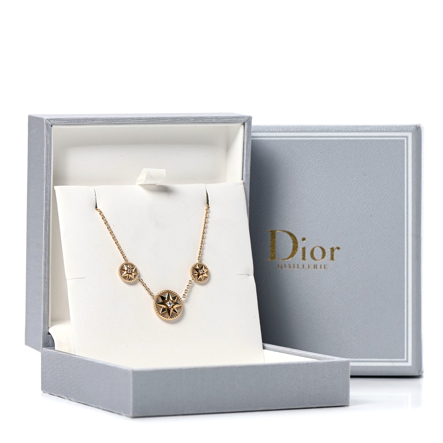 18K Yellow Gold Diamond Mother of Pearl Rose Des Vents 3-Station Necklace