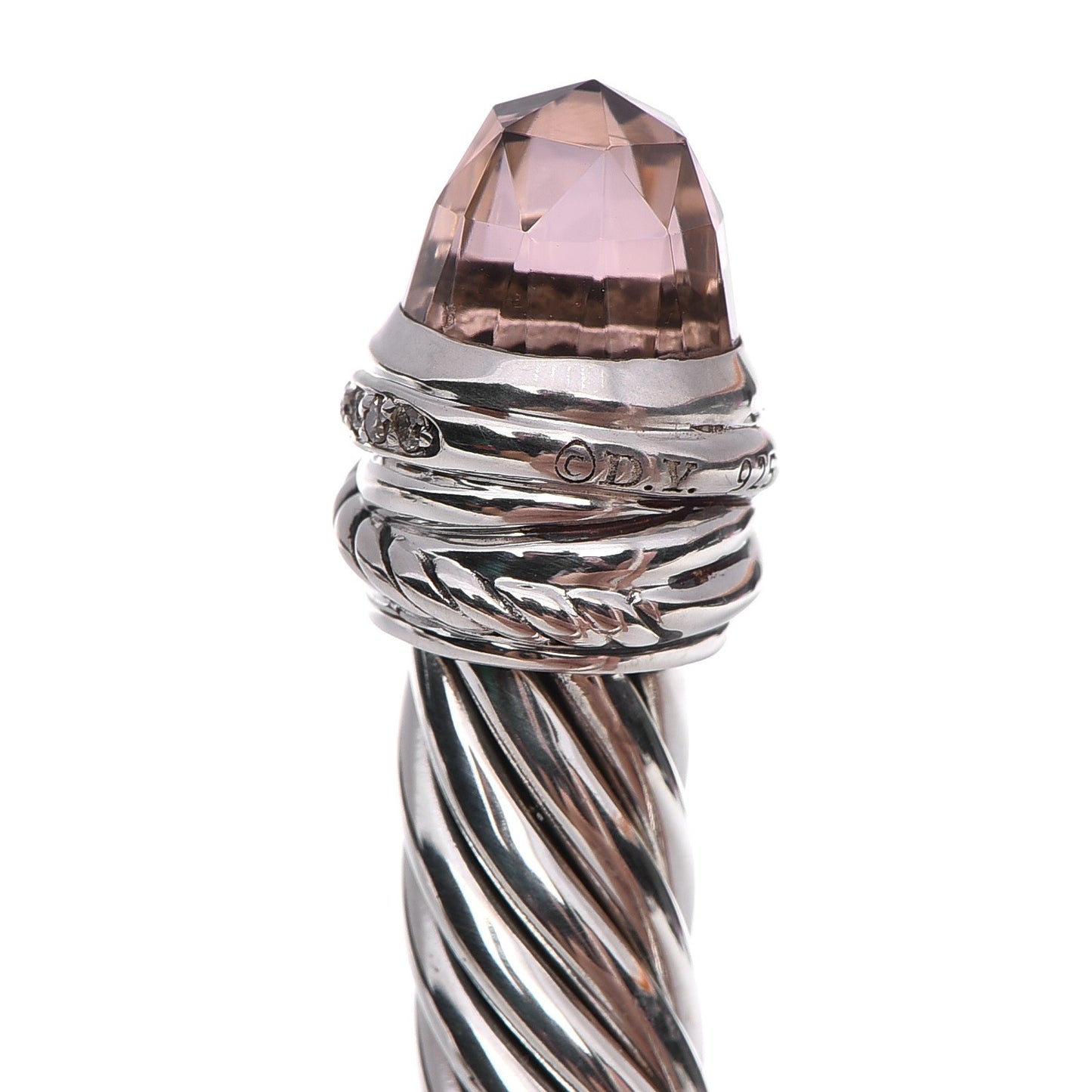 Sterling Silver Diamond Morganite 7mm Cable Classics Bracelet