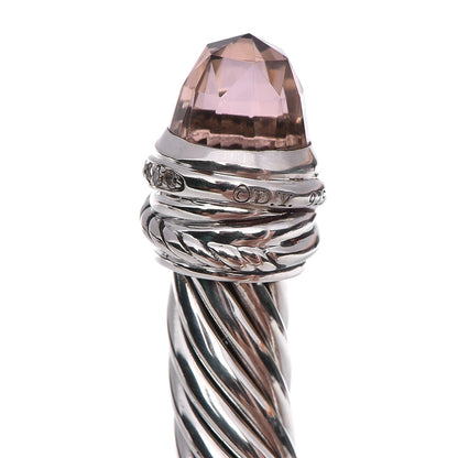 David Yurman Sterling Silver Diamond Morganite 7mm Cable Classics Bracelet 5 of 5