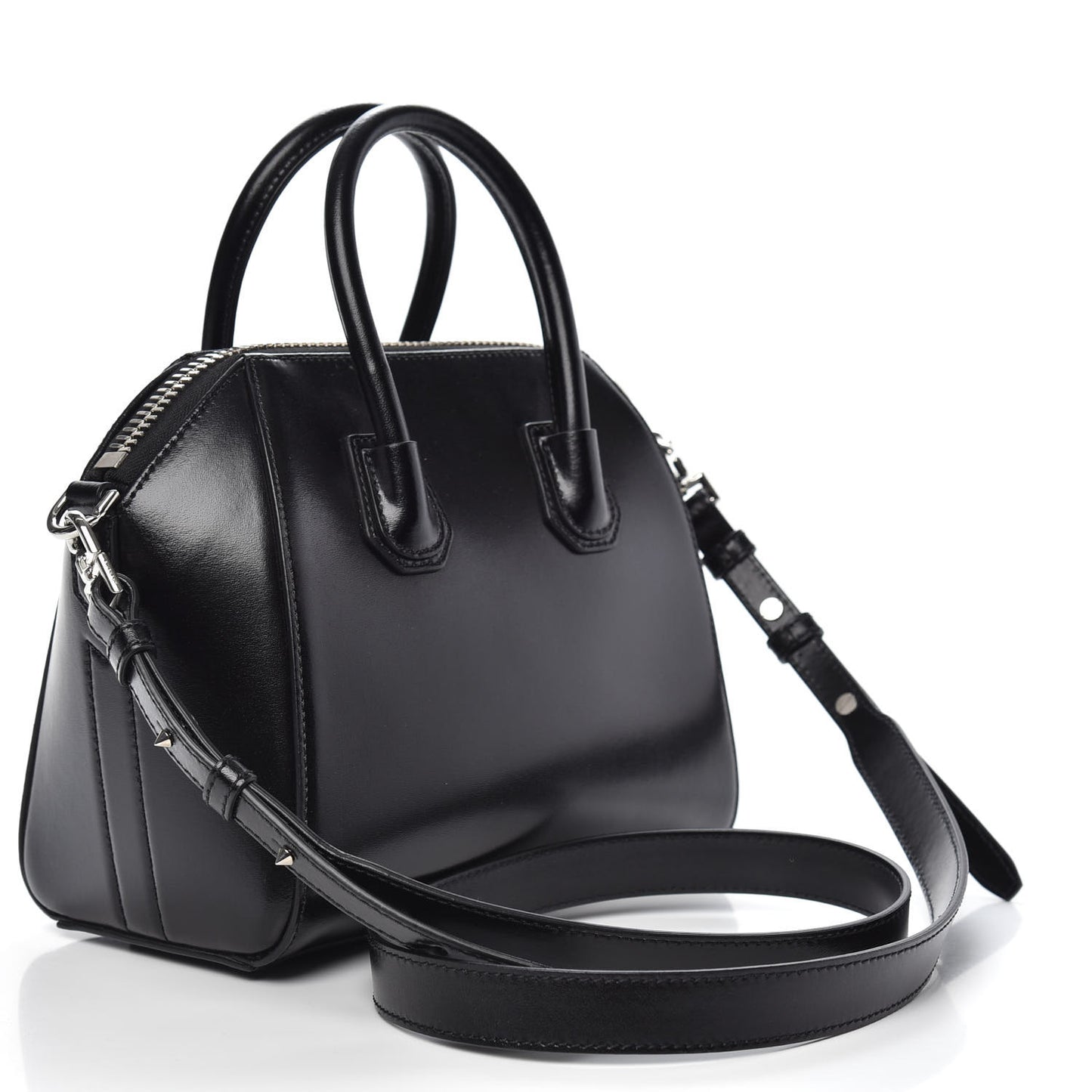 Shiny Lord Calfskin Mini Antigona Black