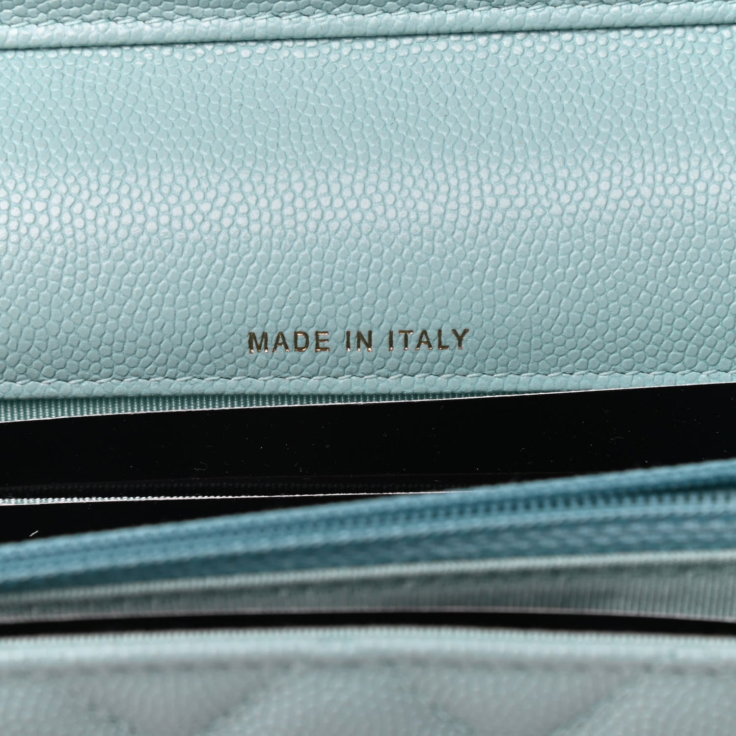 Caviar Quilted Square Wallet On Chain WOC Light Blue