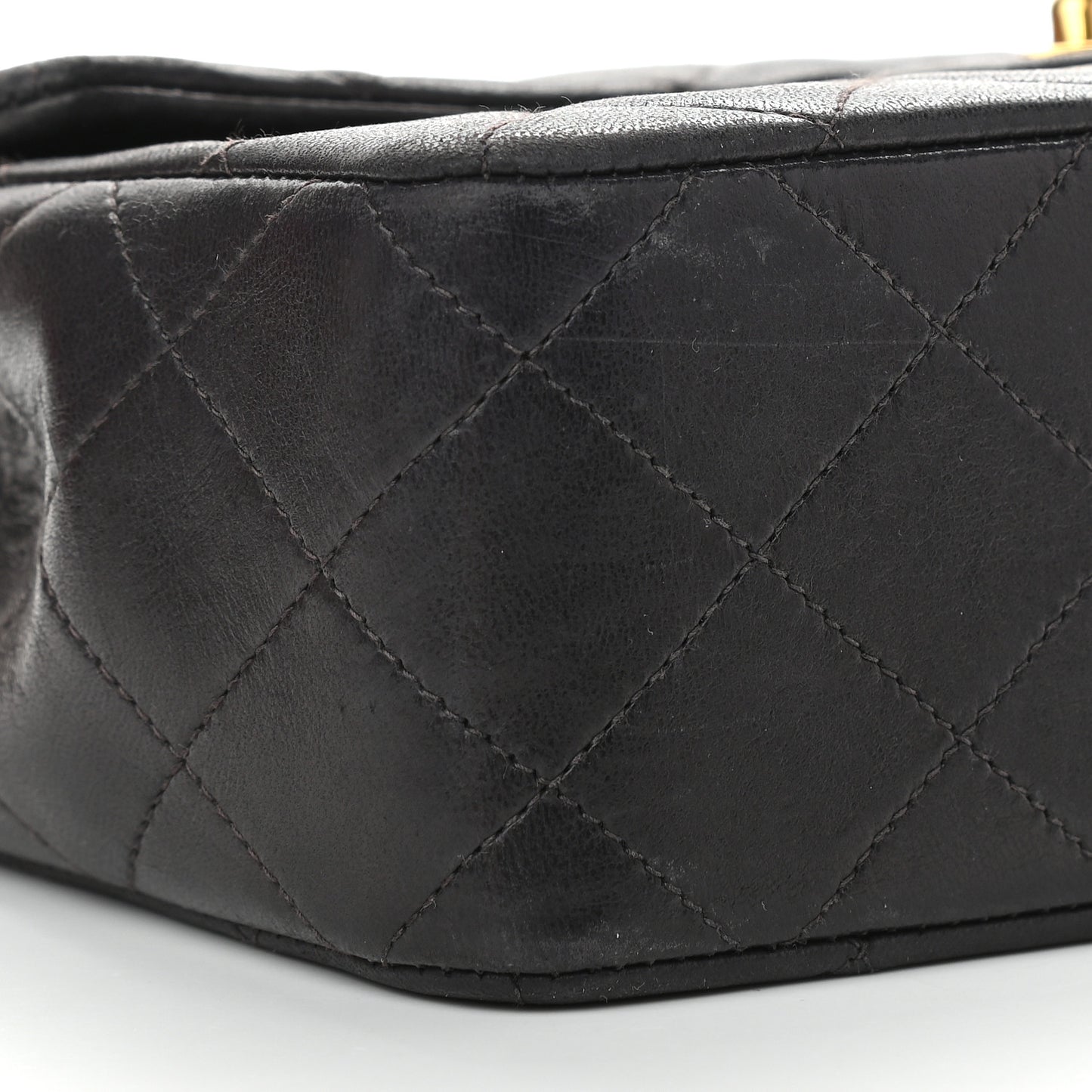 Lambskin Quilted Small Single Flap Black