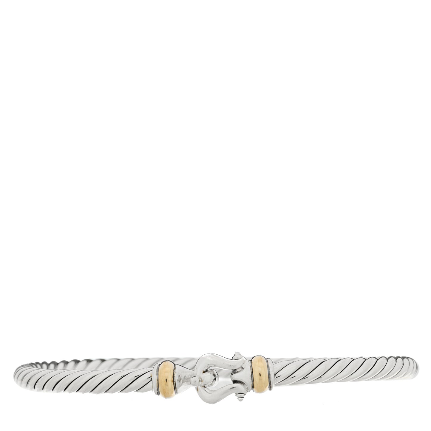 Sterling Silver 14K Yellow Gold 4mm Cable Classic Buckle Bracelet