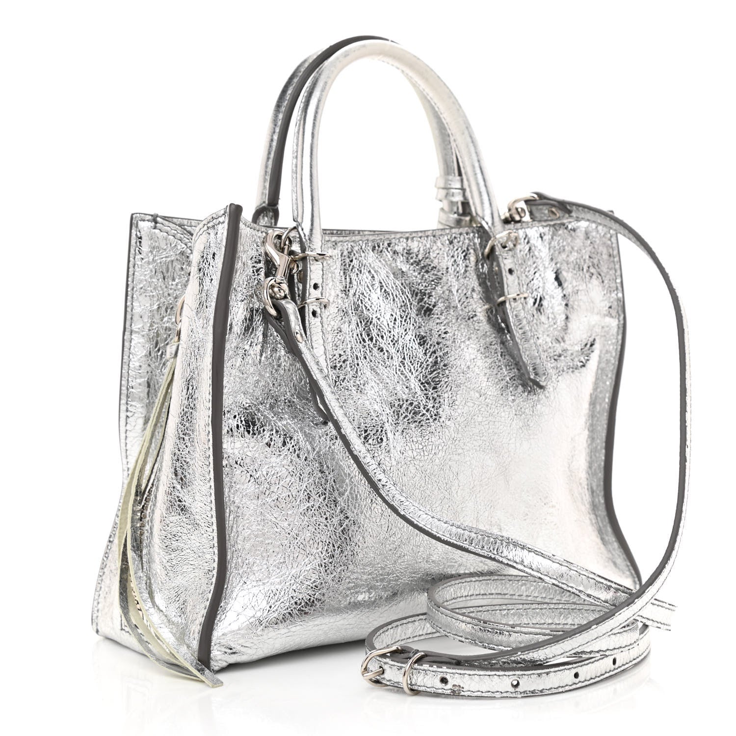 Balenciaga Metallic Calfskin Papier Mini A4 Tote Silver 4 of 11