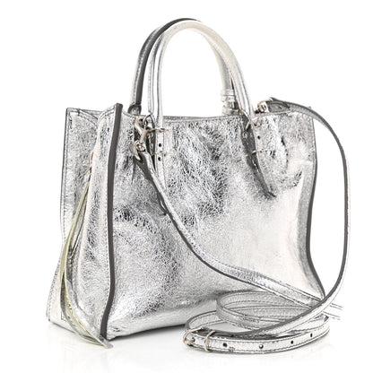 Balenciaga Metallic Calfskin Papier Mini A4 Tote Silver 4 of 11
