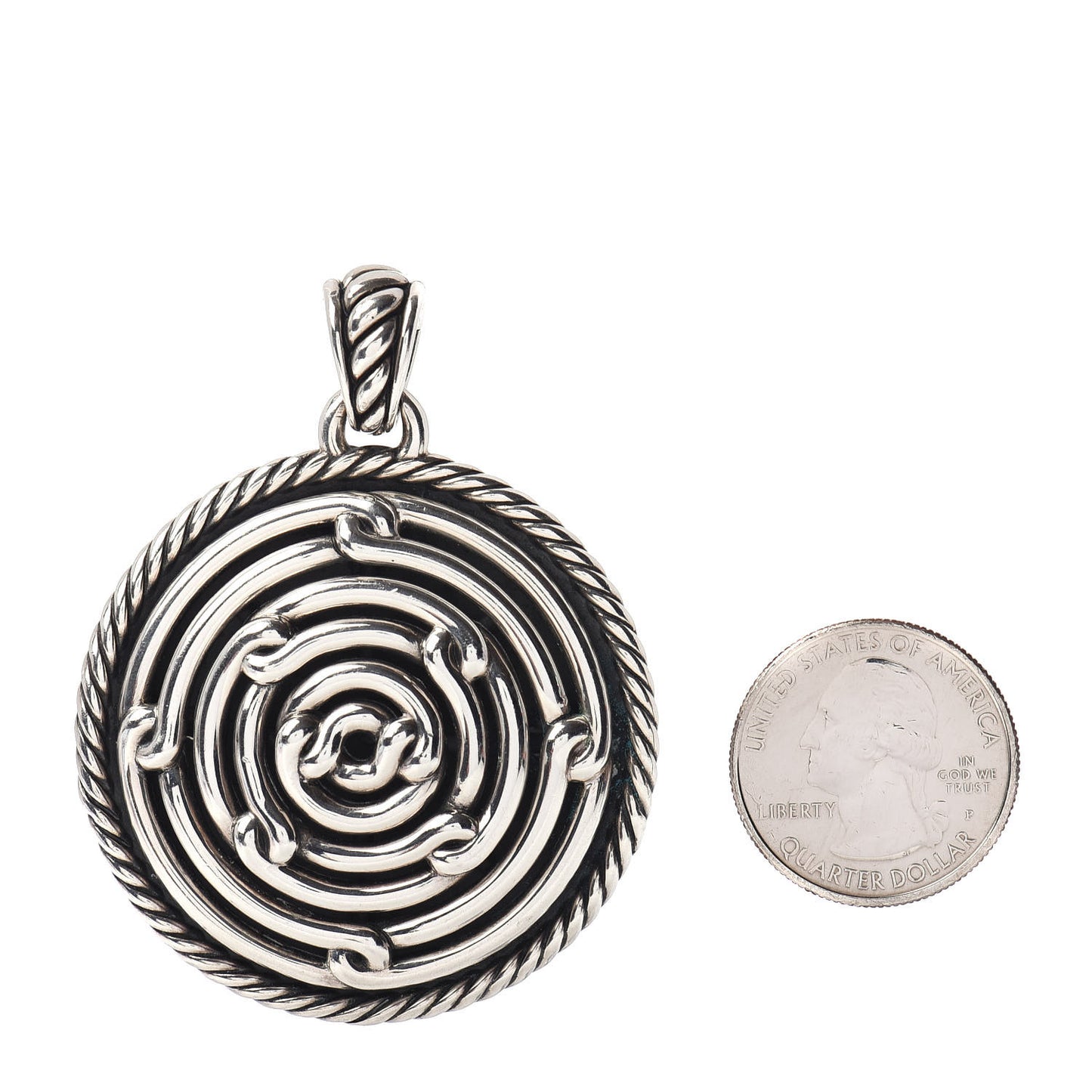 Sterling Silver Large Labyrinth Disc Pendant