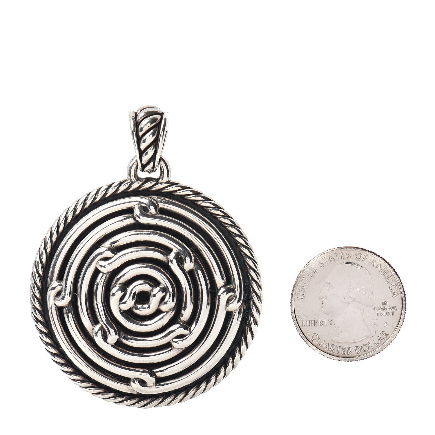 David Yurman Sterling Silver Large Labyrinth Disc Pendant 2 of 3