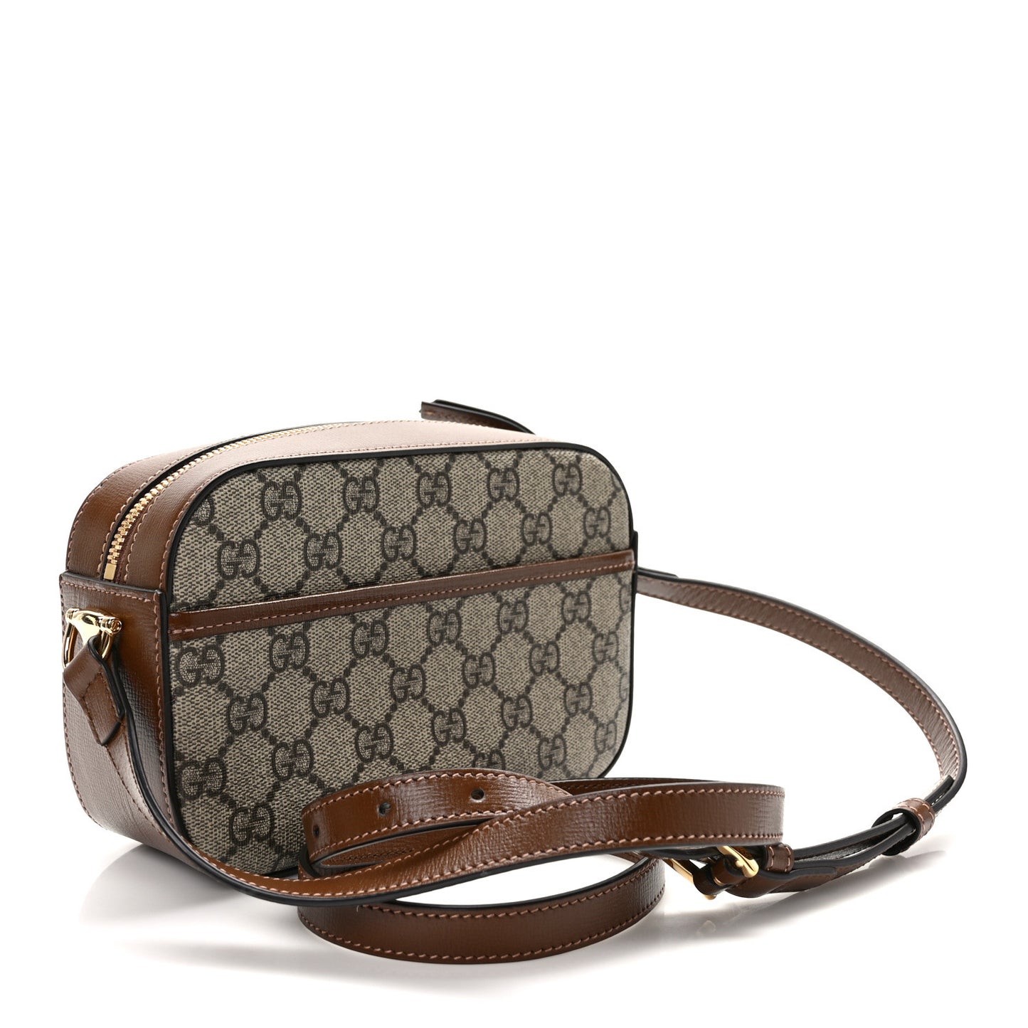 GG Supreme Monogram Mini Horsebit 1955 Camera Shoulder Bag Beige Brown Sugar